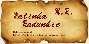 Malinka Radunkić vizit kartica